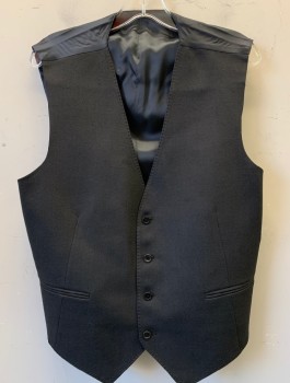 Mens, Suit, Vest, ANTICA SARTORIA CAMP, Charcoal Gray, Wool, Solid, 42, 4 Button, 2 Pocket