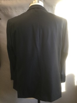 Mens, Suit, Jacket, JOSEPH ABBOUD, Black, Wool, Stripes - Pin, 43/31, 50 R, Ghost Pinstripe, Notched Lapel, 2 Button Front, Pocket Flaps