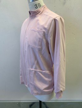 Unisex, Scrubs, Jacket Unisex, JAANUU, Dusty Rose Pink, Polyester, Rayon, Solid, S, Zip Front, Rib Knit Stand Collar And Cuffs, 3 Patch Pockets