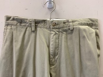 Mens, Casual Pants, RALPH LAUREN, Khaki Brown, Cotton, Solid, 35/35, F.F, Side Pockets, Zip Front, Belt Loops