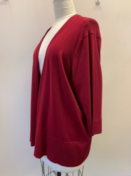 Womens, Sweater, LANE BRYANT, Red, Rayon, Polyester, Solid, 26-28, L/S, Open Front