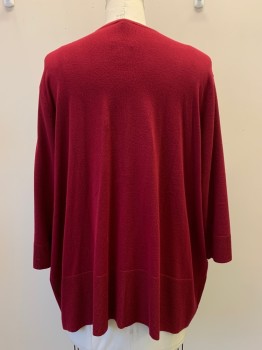 Womens, Cardigan Sweater, LANE BRYANT, Red, Rayon, Polyester, Solid, 26-28, L/S, Open Front