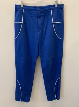 Mens, Sci-Fi/Fantasy Pants, NL, Blue, Cotton, Solid, 33/28, Zip Fly, Light Gray Pipe Trim
