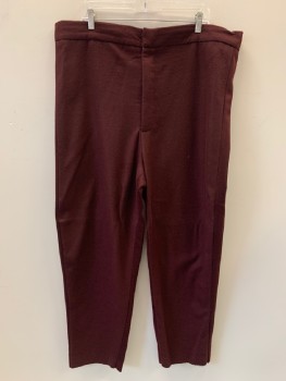 Mens, Sci-Fi/Fantasy Pants, NO LABEL, Red Burgundy, Wool, Solid, 40/28, F.F, Zip Front, Made To Order,
