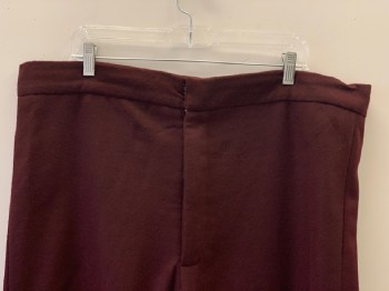 Mens, Sci-Fi/Fantasy Pants, NO LABEL, Red Burgundy, Wool, Solid, 40/28, F.F, Zip Front, Made To Order,