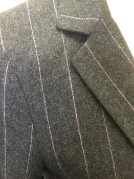 Womens, Suit, Jacket, THEORY, Charcoal Gray, Lavender Purple, Wool, Stripes - Pin, 0, Single Breasted, Collar Attached, Notched Lapel, 3 Pockets, 2 Buttons