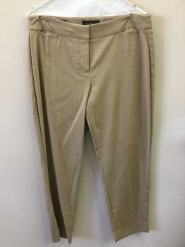 Womens, Slacks, TALBOTS, Khaki Brown, Cotton, Rayon, Solid, 10, Mid Rise, Slim Leg, Zip Fly, 4 Pockets, (2 Front Pockets are Tiny Welt Pockets) 1.5" Wide Self Waistband