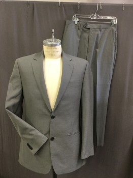 MICHAEL KORS, Gray, White, Polyester, Rayon, Stripes, Jacket  2 Button Single Breasted, 3 Pockets, , 2 Slits at Back