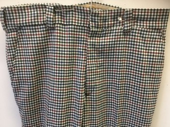 Mens, Pants, SPOTWOOD/LORD & TAYL, Navy Blue, White, Red, Black, Wool, Acrylic, Houndstooth, 36/32, Flat Front, Belt Loops, Pockets