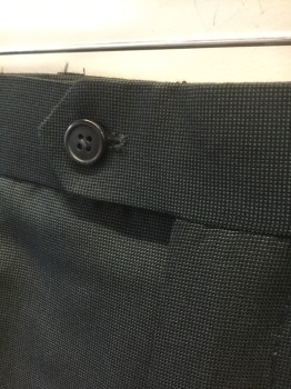 PORTABELLA, Forest Green, Black, Rayon, Polyester, 2 Color Weave, Flat Front, Button Tab Waist, Zip Fly, 4 Pockets, Slim Straight Leg