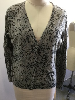 Womens, Sweater, PURE, Lt Gray, Black, Blush Pink, Cotton, Reptile/Snakeskin, XL, VN,