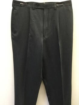 THEORY, Charcoal Gray, Wool, Solid, Single Pleat,  Zip Front, Belt Loops, 4 Pockets, Button Tab, Double Cuffed for Shortness!