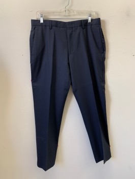 J.CREW, Navy Blue, Wool, Solid, Flat Front, Straight Leg, Zip Fly, Belt Loops, 4 Pockets