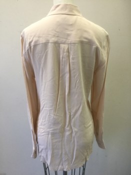 EQUIPMENT, Ballet Pink, Silk, Solid, Long Sleeve Button Front, Collar Attached, 2 Patch Pockets, Oversized Fit