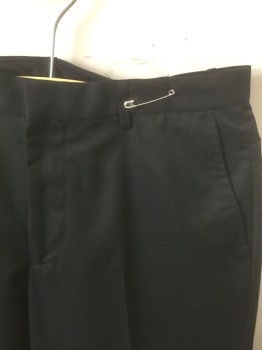 CALVIN KLEIN, Black, Polyester, Viscose, Solid, Flat Front, Zip Fly, Straight Leg, 4 Pockets