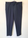 BANANA REPUBLIC, Navy Blue, Poly/Cotton, Spandex, Solid, Brushed Weave, Flat Front, Slim Leg, Zip Fly, 5 Pockets Including Watch Pocket, Belt Loops