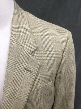 Mens, Sportcoat/Blazer, NICK HILTON COLLECT, Lt Green, Olive Green, Lt Blue, Red, Wool, Plaid, 40R, Single Breasted, Collar Attached, Notched Lapel, 3 Pockets, 2 Buttons,  Long Sleeves