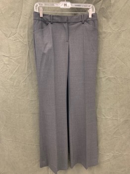 ELIE TAHARI, Charcoal Gray, White, Wool, Stripes - Pin, Zip Fly, 4 Pockets, Belt Loops,