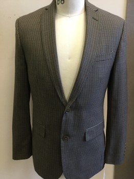 Mens, Suit, Jacket, BAR III, Khaki Brown, Navy Blue, Brown, Olive Green, Wool, Plaid, 38R, 2 Buttons,  Notched Lapel, 3 Pockets,