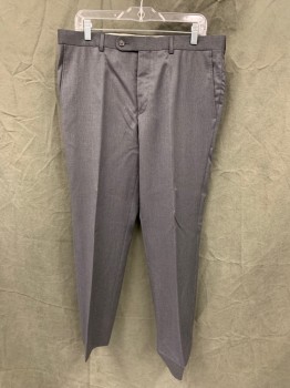 MTO/JIMMY AU'S, Warm Gray, Wool, Heathered, Flat Front, Zip Fly, 4 Pockets, Button Tab Closure, 2 Pockets *hem Coming Undone*