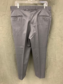 MTO/JIMMY AU'S, Warm Gray, Wool, Heathered, Flat Front, Zip Fly, 4 Pockets, Button Tab Closure, 2 Pockets *hem Coming Undone*