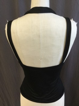 A/X, Black, Lyocell, Solid, Halter with Straps, V-neck, 1" Seams Bust Line,