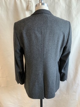 TED BAKER, Dk Gray, Heather Gray, Wool, Polyester, 2 Color Weave, 2 Buttons, 3 Pockets, Single Vent, 3 Button Sleeves, Notched Lapel, Red Top Stitch