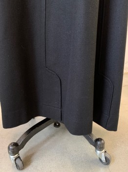 NL, Black, Wool, Solid, Winter Weight, Tucked Seams on Panel  Added Shape Shape at Bottom ,6'' Hook Back