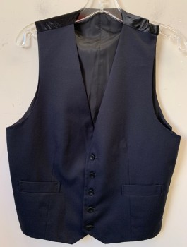 Mens, Suit, Vest, HUGO BOSS, Navy Blue, Wool, Elastane, Solid, 38, 5 Button, 2 Pocket