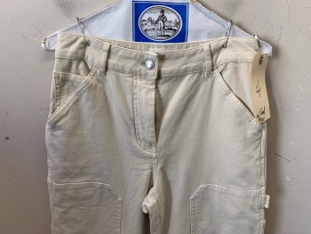Womens, Pants, WILFRED FREE, Off White, Cotton, Lyocell, Solid, 4, 8 Pocket, Carpenter,