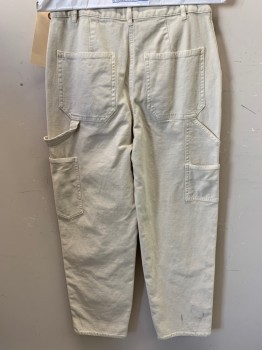 Womens, Pants, WILFRED FREE, Off White, Cotton, Lyocell, Solid, 4, 8 Pocket, Carpenter,