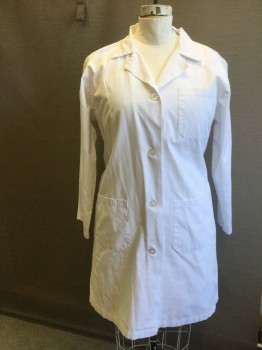 NATURAL UNIFORMS, White, Poly/Cotton, Solid, Womens Lab Coat. 4 Button Single Breasted, 3 Pockets,