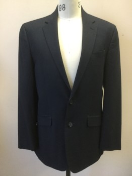 Mens, Sportcoat/Blazer, UNLIMITED KEN. COLE, Navy Blue, Rayon, Polyester, Solid, Birds Eye Weave, 40R, Single Breasted, Collar Attached, Notched Lapel, 2 Bttns, 3 Pckts,