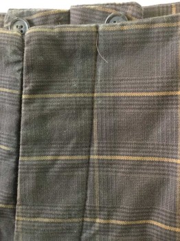 N/L, Brown, Black, Caramel Brown, Cotton, Plaid-  Windowpane, Plaid, Brown with Black and Caramel Plaid/Windowpane, Button Fly, Suspender Buttons at Outside Waist, 2 Front Pockets, Belted Back, Reproduction,Old West