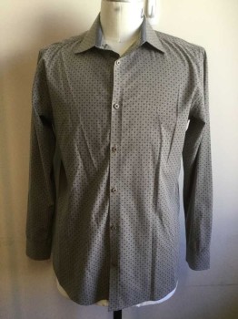 STEEL & JELLY, Gray, Navy Blue, Poly/Cotton, Diamonds, Dots, Diamond and Dot Print, Button Front, Collar Attached, Long Sleeves,