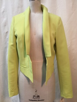 Womens, Blazer, H&M, Neon Green, Black, Synthetic, Solid, 6, Lime Green, Shawl Lapel, V Shaped Black Lace Back
