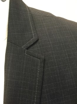 Mens, Sportcoat/Blazer, I.N.C., Charcoal Gray, Gray, Polyester, Rayon, Grid , M, Charcoal with Gray Crosshatched Streaks, Single Breasted, Notched Lapel, 2 Buttons, 3 Pockets, Purple Lining