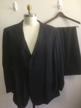 LINEAGE / MOORE'S, Black, Wool, Solid, Single Breasted, Notched Lapel, 3 Buttons, 3 Pockets