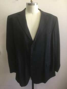 LINEAGE / MOORE'S, Black, Wool, Solid, Single Breasted, Notched Lapel, 3 Buttons, 3 Pockets