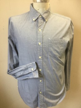 LEVI'S, Blue, Cotton, 2 Color Weave, Long Sleeves, Button Down Collar, 1 Pocket, Button Front,