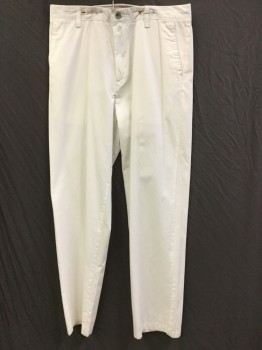 NAUTICA , White, Cotton, Solid, White, Flat Front, Zip Front, 4 Pockets