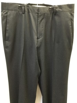 THEORY, Charcoal Gray, Wool, Solid, Flat Front,  Zip Front, Belt Loops, 4 Pockets,