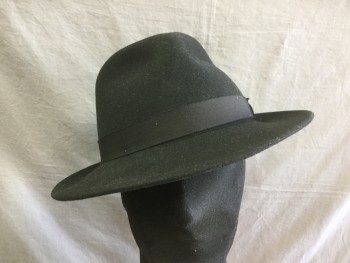 Mens, Fedora, GOORDIN BROS, Black, Wool, Solid, 7 3/4, XL, Black Petersham Hat Band