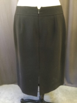 TAHARI, Espresso Brown, Polyester, Solid, Straight, Back Zipper, Two Inch Waistband, Back Slit