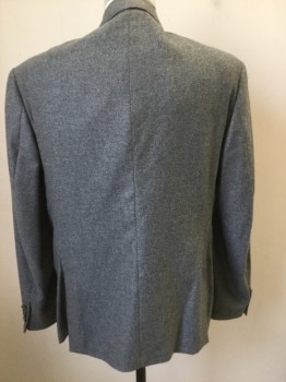 JOHN NORDSTROM, Heather Gray, Wool, Solid, 2 Button Front, Pocket Flaps, Notched Lapel,
