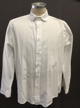 HISTORICAL EMPORIUM, White, Cotton, Solid, Button Front, Long Sleeves, Peter Pan Collar