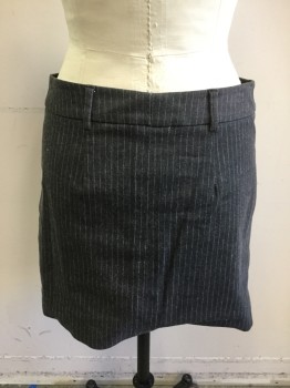 Womens, Suit, Skirt, TRINA TURK, Charcoal Gray, White, Cotton, Elastane, Stripes - Pin, 6, Zip Fly, Belt Loops, 2 Side Pockets