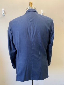 PETER MILLAR, Dk Blue, Wool, Solid, Single Breasted, Notched Lapel, 2 Buttons, 3 Pockets, Hand Picked Stitching at Lapel