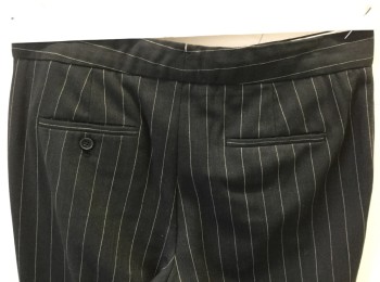 Womens, Slacks, POLO RALPH LAUREN, Charcoal Gray, Beige, Wool, Stripes - Pin, Sz. 6, Mid Rise, Slim Leg, 1.5" Wide Self Waistband with Button Tab, Zip Fly, 5 Pockets Including 1 Watch Pocket with Button Flap in Front
