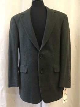 BATANY, Heather Gray, Wool, Solid, Notched Lapel, Collar Attached, 2 Buttons,  3 Pockets,